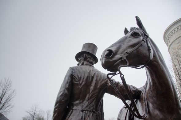 Lincoln and his horse - statue by the President Lincoln's Cottage