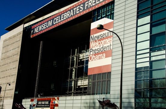 Newseum decorated for the 2013 inauguration 